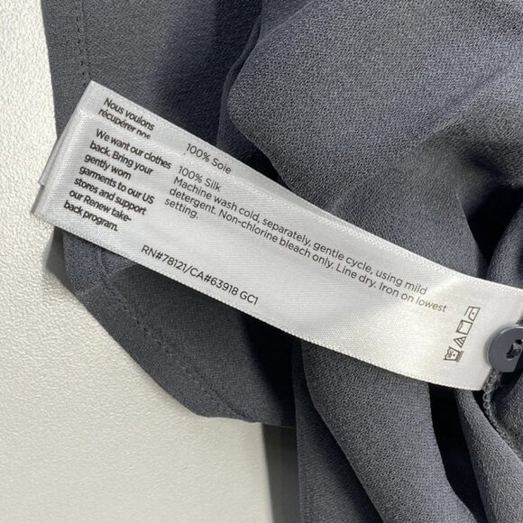 NEW EILEEN FISHER Women’s Button-Up Shirt Grey Size S Ebony Mandarin Collar Long - Picture 2 of 9